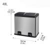 DYPASA Wastepaper Basket Large Capacity Pedal Trash Can Household Stainless Steel Garbage Classification Trash Can Covered Closable Trash Bin48L/12.6 Gallon Garbage Can Garbage Can view 2