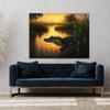 Sense Canvas Alligator In Swamp With Sunset 15 Canvas Art - Home Decor Wall Art Print Poster Painting Large 40x30 / 1.5" view 3