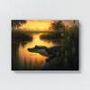 Sense Canvas Alligator In Swamp With Sunset 15 Canvas Art - Home Decor Wall Art Print Poster Painting Large 40x30 / 1.5" view 4