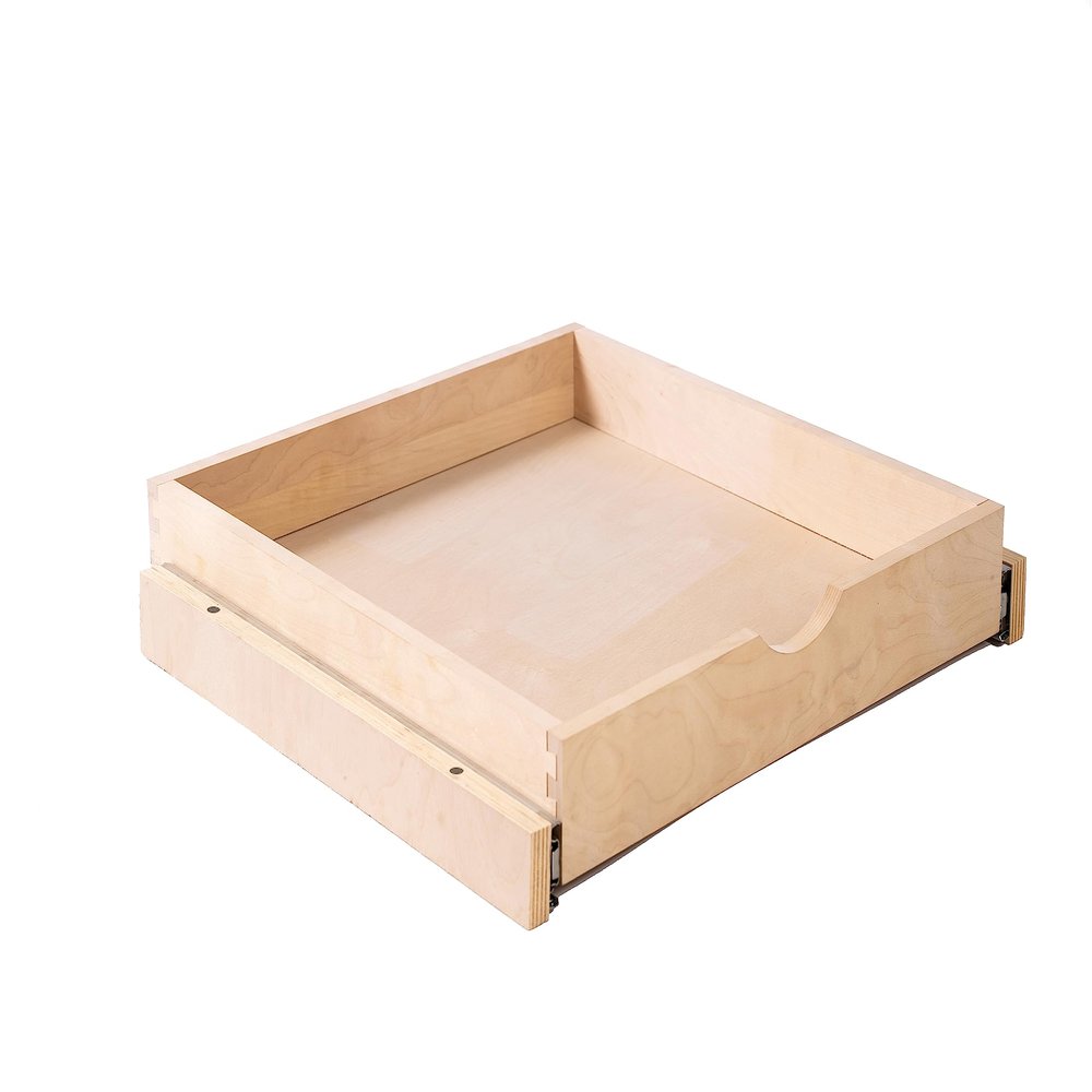Couver Pull Out Drawers For Cabinets, 22.5"W x 21.25"D X 4"H Soft Close Slide Out Wood Shelves Storage Organizer for Kitchen, Finished, Heavy-Duty, Bottom Assembly