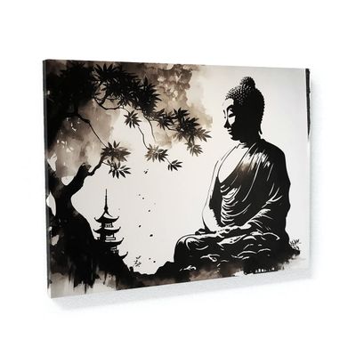 Sense Canvas Buddha Art Peaceful 24 Canvas Art - Home Decor Wall Art Print Poster Painting Medium 24x18 / 1.5"