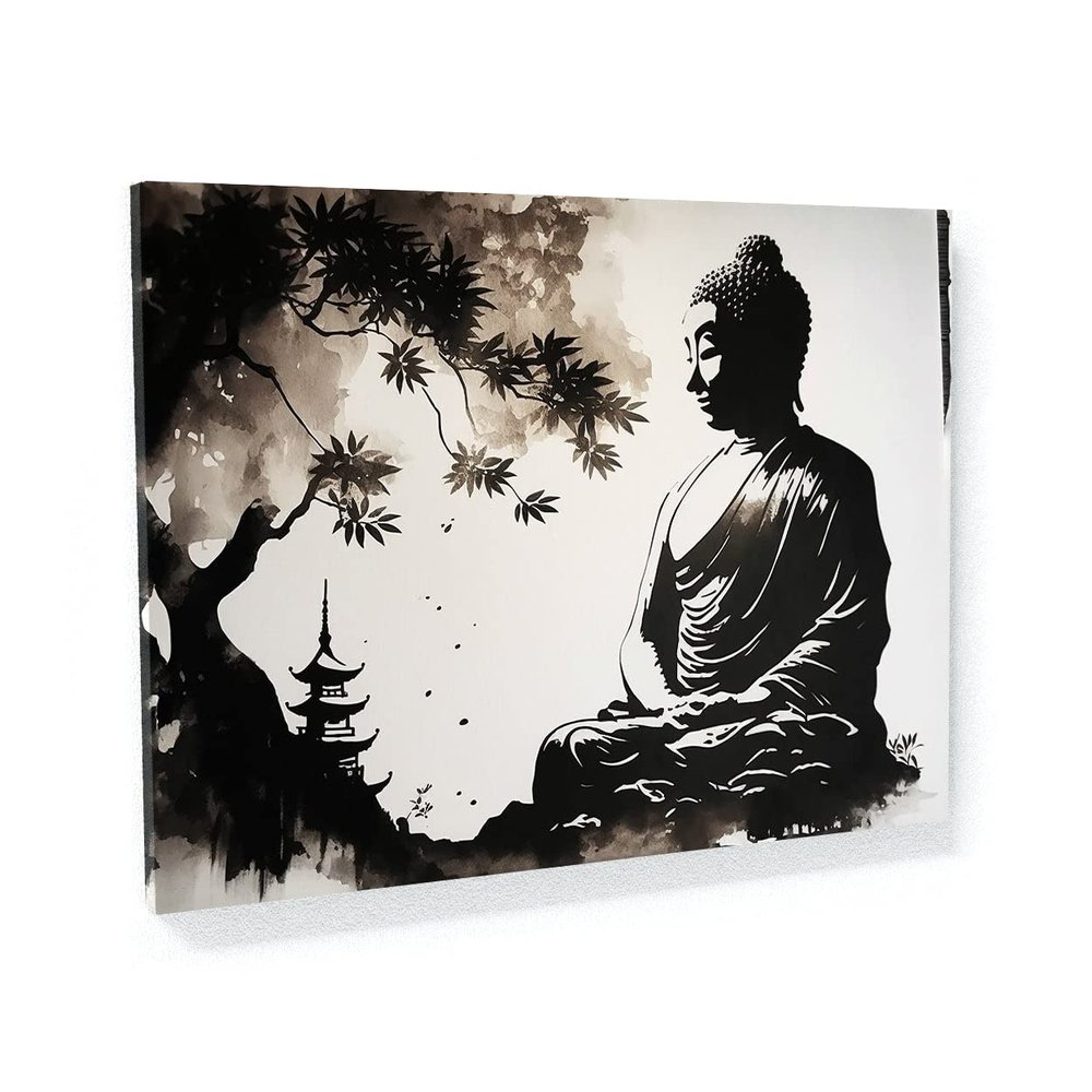 Sense Canvas Buddha Art Peaceful 24 Canvas Art - Home Decor Wall Art Print Poster Painting Medium 24x18 / 1.5"