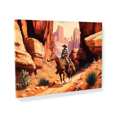 Sense Canvas Cowboy Canyon 35 Canvas Art - Home Decor Wall Art Print Poster Painting X-Large 48x36 / 1.5"