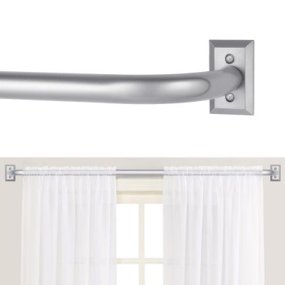 TANGWIN Silver Wrap Around Curtain Rods 48 to 90 In:Blackout Heavy Duty Adjustable Window Curtain Rod Room Darkening,1 Inch Modern Industrial Curved French Return Metal Drapery Rod Easy Install,Nickel