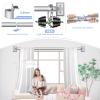 TANGWIN Silver Wrap Around Curtain Rods 48 to 90 In:Blackout Heavy Duty Adjustable Window Curtain Rod Room Darkening,1 Inch Modern Industrial Curved French Return Metal Drapery Rod Easy Install,Nickel view 2