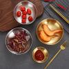 ZGWANSUI 4 Pack Gold Stainless Steel Soy Sauce Dish, Double Deck Dipping Pinch Bowls, Small Condiment Seasoning Dip Bowls, Mini Metal Ramekins Cups for French Fries Spice Sushi Serving, 3.5oz view 3