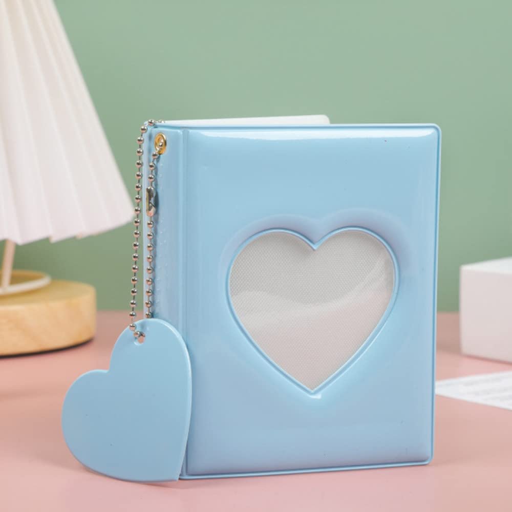 3inch Solid Color photocard holder binder Photo Album 32 Pockets polaroid album Idol Star Chasing Collect Book,Blue