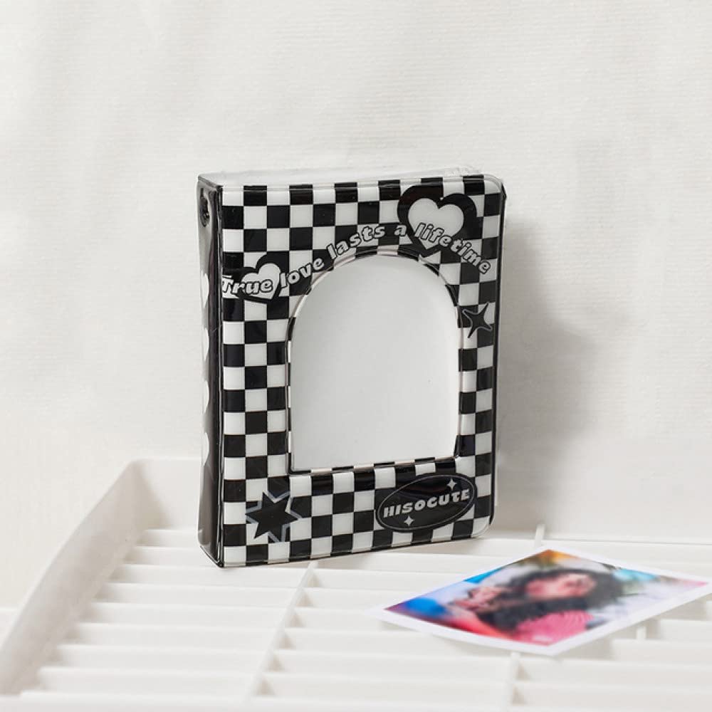 Cool Black White Photocard Holder 3 Inch Photo Album 40 Pockets Idol Cards Postcards Collect Book Polaroid Album,Grid
