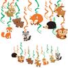 30CT Woodland Animals Birthday Hanging Swirl Decorations, Jungle Animals Ceiling Streamers Forest Theme Party Supplies Decors Baby Shower, Home, Classroom, Office Party Decorations view 1
