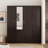 AIEGLE 4 Doors Wardrobe Armoire with Mirror, 63" Wide Large Freestanding Armoire Wardrobe Closet with Drawers, Shelves & Hanging Rods, Bedroom Clothes Storage Cabinet Organizer, Black Brown view 1