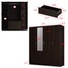 AIEGLE 4 Doors Wardrobe Armoire with Mirror, 63" Wide Large Freestanding Armoire Wardrobe Closet with Drawers, Shelves & Hanging Rods, Bedroom Clothes Storage Cabinet Organizer, Black Brown view 2