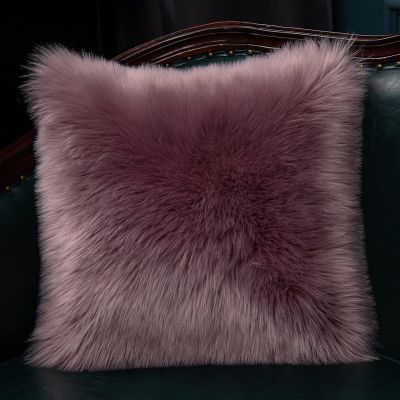 Lifup 1 Pack Soft Fluffy Faux Fur Decorative Throw Pillow, Cozy Cushion for Couch Sofa Bed Bedroom Car Living Room Both Sides Faux Fur Pale Mauve 18 x 18