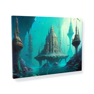 Sense Canvas Fantasy Underwater City 37 Canvas Art - Home Decor Wall Art Print Poster Painting Small 16x12 / 0.75"