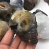 1pc Natural Crystal Stone Agate Hole Skull Figurines Crystal Geodes Home Decor,300g-400g view 3