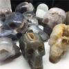 1pc Natural Crystal Stone Agate Hole Skull Figurines Crystal Geodes Home Decor,300g-400g view 4
