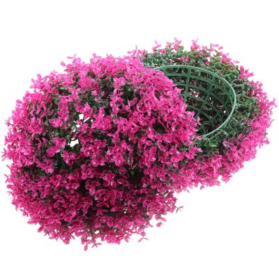 FOMIYES Artificial Topiary Balls Artificial Plant Topiary Ball Faux Boxwood Balls Faux Topiary Plant Ball Grass Plant Ball Spheres for Backyard Balcony Garden Rosy Boxwood Topiary Ball