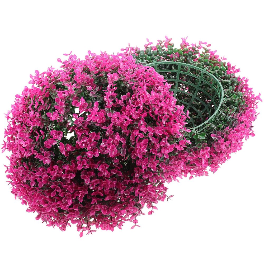 FOMIYES Artificial Topiary Balls Artificial Plant Topiary Ball Faux Boxwood Balls Faux Topiary Plant Ball Grass Plant Ball Spheres for Backyard Balcony Garden Rosy Boxwood Topiary Ball