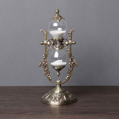 RANARA Vintage Glass Hourglass Timer,Sand Clock Sandglass,Antique Hourglass Noble Hourglass Gift Decorative Souvenir Unique Creative Gifts15 Minutes (Color : Tyrant Golden, Size : 15 Minutes)