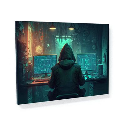 Sense Canvas Cyberpunk Cybercriminal High 7 Canvas Art - Home Decor Wall Art Print Poster Painting Large 40x30 / 1.5"
