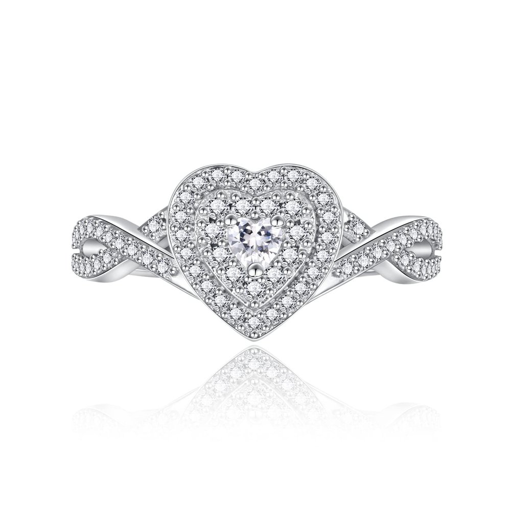 Sariel Teardrop Cremation Ring for Ashes - 925 Sterling Silver Urn Keepake Rings Memorial Jewelry for Women (Heart (White), 6)