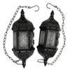 2PCS Moroccan Decorative Candle Lantern Metal Hanging Tealight Candlestick Holder Glass Indoor Outdoor LED Flameless Candle Holder 13.8 inches Chain (Black) view 1