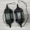 2PCS Moroccan Decorative Candle Lantern Metal Hanging Tealight Candlestick Holder Glass Indoor Outdoor LED Flameless Candle Holder 13.8 inches Chain (Black) view 3