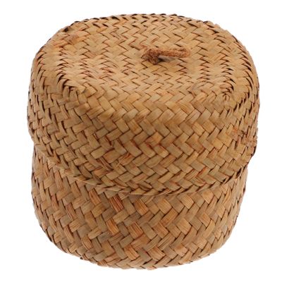 Yardenfun Handmade Mini Woven Basket Lid Decorative Seagrass Container for Sundries for Home Decor and Giving Lightweight and Charming Design