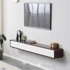 LAKIQ Solid Wood Floating TV Stand Shelf with Drawers and Door Wall Mounted Entertainment Center Media Console Wooden Wall Mounted TV Cabinet with Doors for Living Room (Wood Color,47"L x 9.5"W x 8"H) view 3
