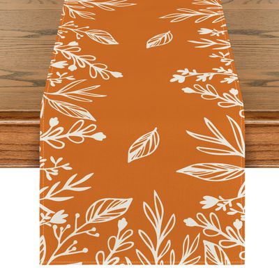 Artoid Mode Orange Floral Fall Table Runner, Seasonal Autumn Kitchen Dining Table Decoration for Home Party Decor 13x108 Inch