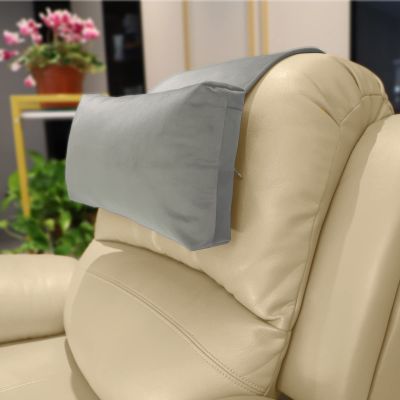 AmazeCov Non-Slip Head Pillow for Recliners - Neck Support Cushion with Velvet Cover for Pain Relief at Home, Office and Travel (Light Gray)