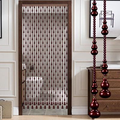 ZARBAILRE Wood and Bamboo Beaded Curtain 2832inch, Natural Wooden Bead String Door Curtain, Breathable Door Way Beaded Curtain Wood for Doorways Windows Divider