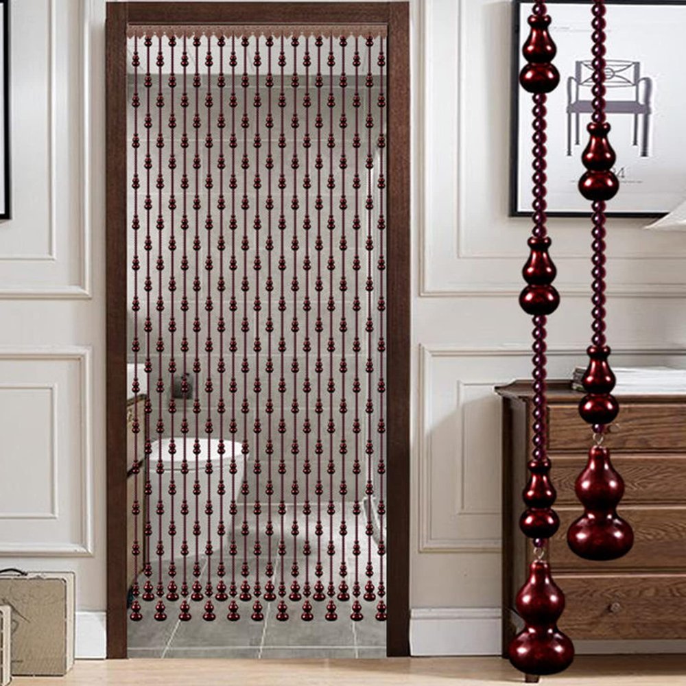 ZARBAILRE Wood and Bamboo Beaded Curtain 2832inch, Natural Wooden Bead String Door Curtain, Breathable Door Way Beaded Curtain Wood for Doorways Windows Divider