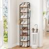 Hzuaneri 8 Tiers Vertical Shoe Rack, Narrow Shoe Tower, Tall Shoes Shelf with 2 Hooks, Adjustable Shelves, Corner Shoes Shelves for Small Spaces, Entryway, Living Room, Rustic Brown SR04301B view 1