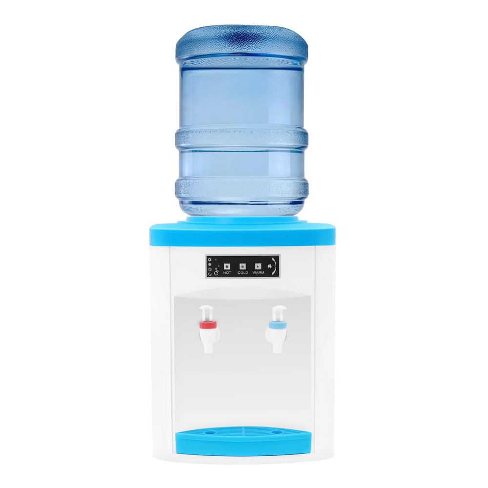 mignonnememe Water Cooler Dispenser Top Loading Hot and Cold Water Dispenser Countertop Water Cooler Holds 3 or 5 Gallon Bottles for Home, Office White