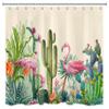 HVEST Cactus Shower Curtain for Bathroom, Tropical Succulent Plant and Pink Flamingo on Beige Shower Curtain with Hooks, 72X78 inches Green Botanical with Floral Shower Curtain Set Bathroom Decor view 4