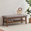 HUIMO Entryway Shoe Bench, End of Bed Bench,Upholstered Button-Tufted Bench for Kitchen, Fabric Ottoman Bench for Living Room, Padded Bench with Solid Wood Shelf,Grey view 1