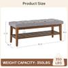 HUIMO Entryway Shoe Bench, End of Bed Bench,Upholstered Button-Tufted Bench for Kitchen, Fabric Ottoman Bench for Living Room, Padded Bench with Solid Wood Shelf,Grey view 2