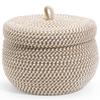 Zerodeko Cotton Rope Basket with Lid Round Woven Basket Decorative Storage Bin Organizer Box Lidded Baskets Egg Holder Jewelry Box Cosmetic Holder for view 1
