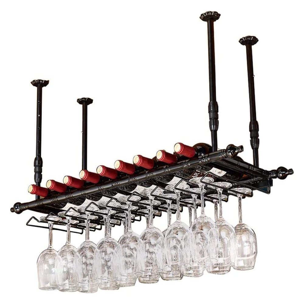 ALDEPO Wine Rack Ceiling Wine Holder | Hanging Wine Glass Holder | Vintage Wine Bottle Holder (Size : 60x35cm)
