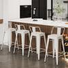Alunaune 24" Metal Counter Height Barstools Set of 4, Industrial Counter Bar Stools Kitchen Bar Chairs Indoor Outdoor Stool-Low Back, White view 1