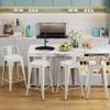 Alunaune 24" Metal Counter Height Barstools Set of 4, Industrial Counter Bar Stools Kitchen Bar Chairs Indoor Outdoor Stool-Low Back, White view 3