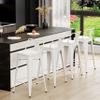 Alunaune 24" Metal Counter Height Barstools Set of 4, Industrial Counter Bar Stools Kitchen Bar Chairs Indoor Outdoor Stool-Low Back, White view 4