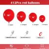 412pcs Red Balloons 18 12 10 5 Inch Red Balloon Garland Arch Kit Different Sizes Matte Latex Balloons for Baby Shower Birthday Wedding Party Decorations view 2