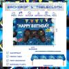 Hombae Video Game Party Decorations, Blue and Black Video Game Birthday Decorations Backdrop Balloon Garland Banner Hanging Sign Tablecloth Cake Cupcake Topper Black Controller Go Win Game On view 4