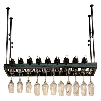 ALDEPO Wine Rack Wall Mount Wine Rack/Ceiling Mounted Hanging Wine Bottle Holder/Metal Iron Wine Glass Holder high Cup Holder/Adjustable Height Hanging Wine Holder (Color : Suit, Size : 50x30cm)
