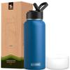 koodee Insulated Water Bottle-32 oz Stainless Steel Vacuum Insulated Water Bottle with Straw Lid, Double Wall Metal Sports Water Bottle for Men (Navy) view 1
