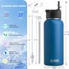 koodee Insulated Water Bottle-32 oz Stainless Steel Vacuum Insulated Water Bottle with Straw Lid, Double Wall Metal Sports Water Bottle for Men (Navy) view 4
