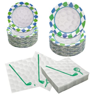 Hpscdyo 180Pcs Golf Party Supplies Paper Plates and Napkins Serve 60 Disposable Tableware Set for Birthday Party Decorations Game Day Family Holiday Sports Events