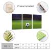 3 Panels Canvas Wall Art Green Soccer Huge Soccer Field with Soccer Goal Sports Painting Poster for Canvas Wall Art Prints for Wall Decor Room Decor Bedroom Decor Gifts 24x36inch(60x90cm) Frame-styl view 2