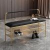 ZEELYDE Shoe Rack,Faux PU Bench, 3 Tier Shoe Rack Bench, Entryway Bench with Storage Shelf, PU Upholstered Dining Bench for Indoor Entrance Hallway Bedroom Living Room,B,60CM view 1